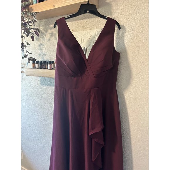 Burgundy A Line Long Formal Dress - Picture 6 of 6
